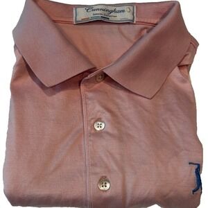 Cunningham Seaside Collection‎ Men's Golf Polo Shirt Large Pink Embroidered Logo